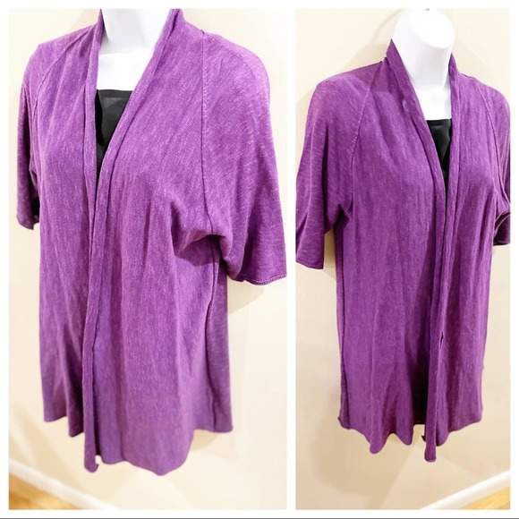 Eileen Fisher Sweaters - Eileen Fisher Linen Open Cardigan Purple Medium